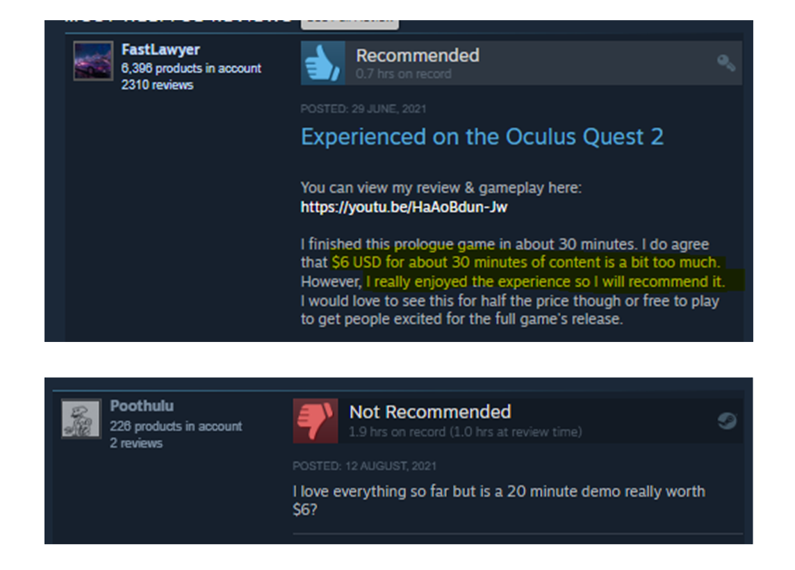 Reviews en Steam de nuestro juego indie